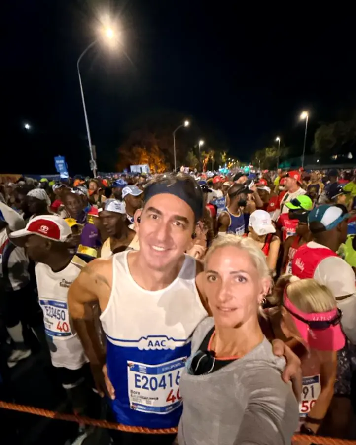 Members at a pre-dawn race start